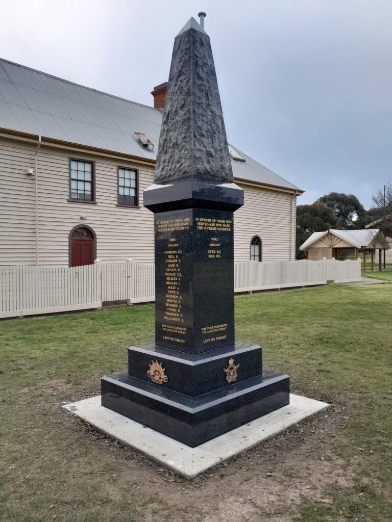 Toongabbie cenotaph at the Village Green with the Mechanics Institute in the background