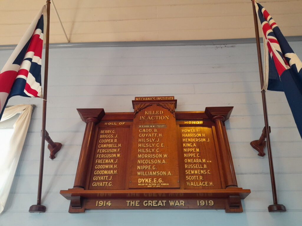 Honour boards in Toongabbie Mechanics Institute Hall (Victoria)