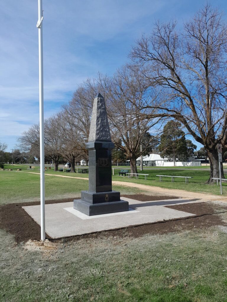 cenotaph with new concrete around the base